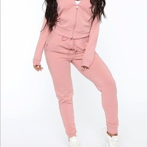 French terry lounge zip up set